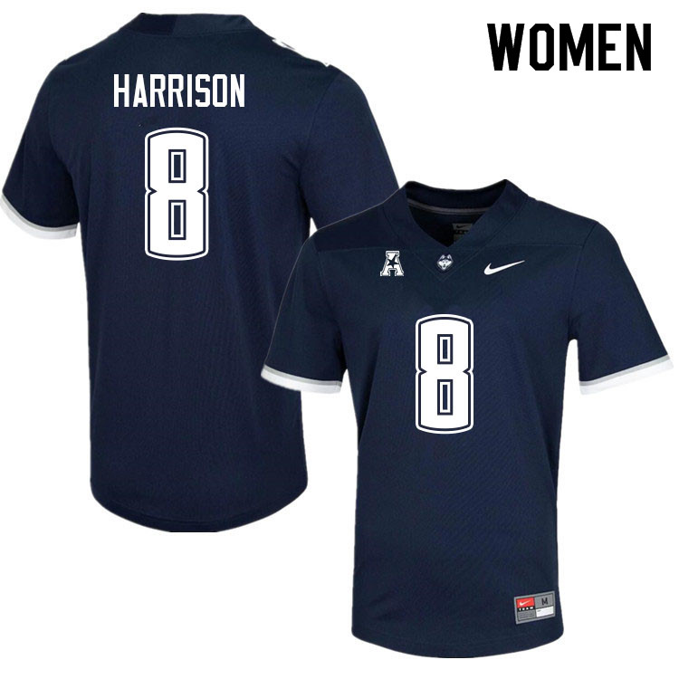 Women #8 Dajon Harrison Uconn Huskies College Football Jerseys Sale-Navy
